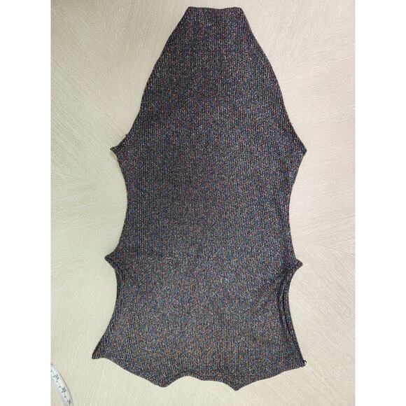 Out From Under UO Black Rainbow Sparkle Glitter V-neck Halter Top Bodysuit S - Picture 11 of 14